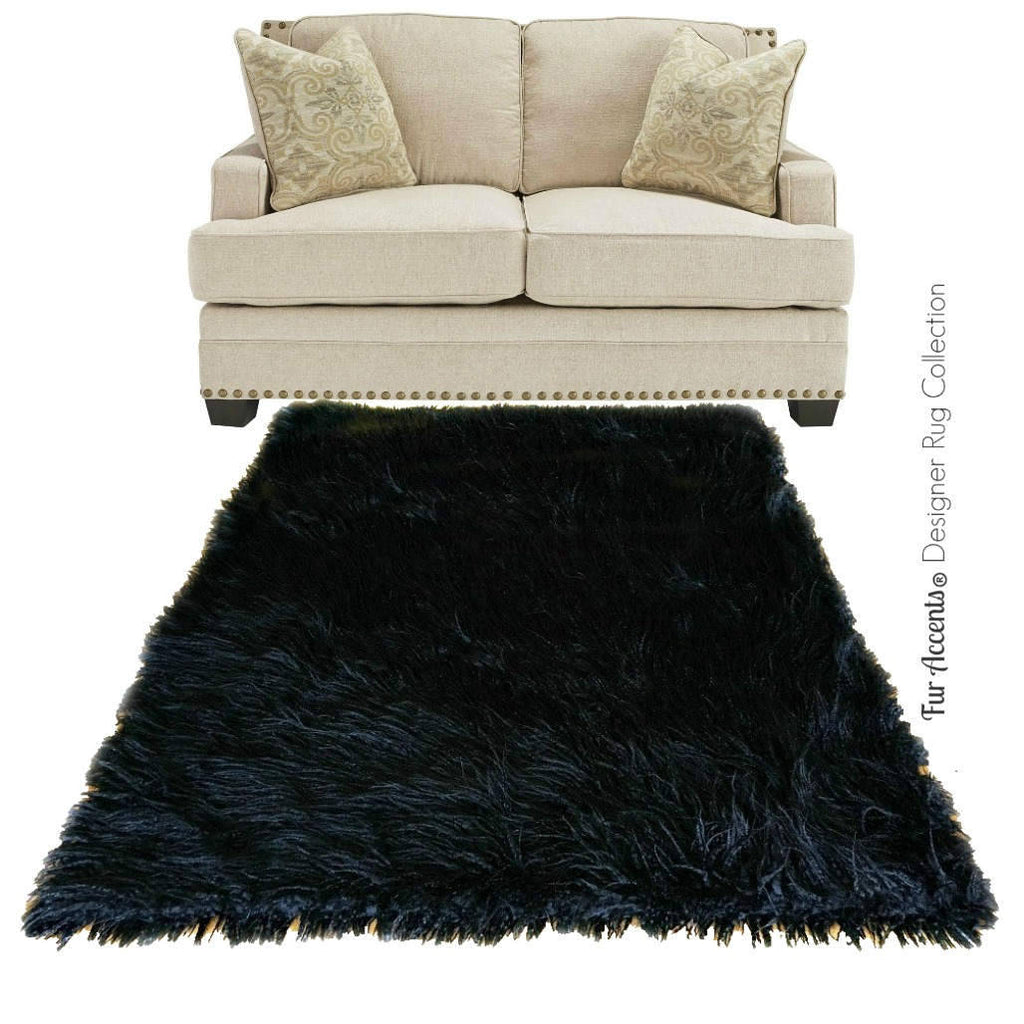 Plush Faux Fur Area Rug - Luxury Fur Thick Shaggy Sheepskin - Faux Fur - Rectangle Shape Designer Throw Rug - Fur Accents - USA