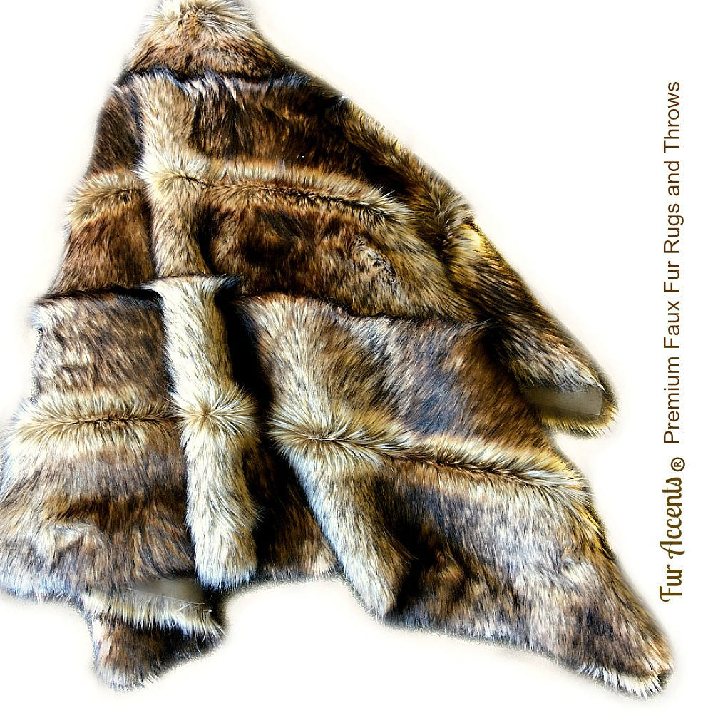 Plush Faux Fur Throw Blanket, Bedspread - Luxurious Hand Pieced Fur - Softest Minky Cuddle Fur Lining - Hand Made Locally by Fur Accents USA