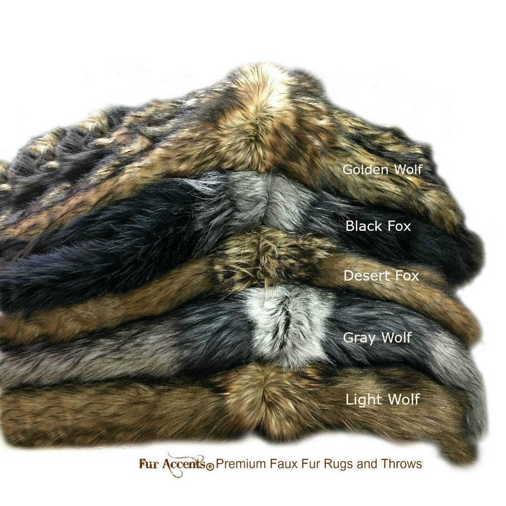 Plush Faux Fur Fireplace Mantle Scarf- Luxury Golden Brown Wolf Pieced Fur - Dresser - Hutch Buffet Table Runner - Fur Accents Originals USA
