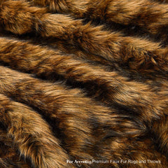 Plush  Faux Fur Throw Blanket,Medium Brown Wolf, Lynx- Bedspread - Luxury Fur - Minky Cuddle Fur Lining Fur Accents USA