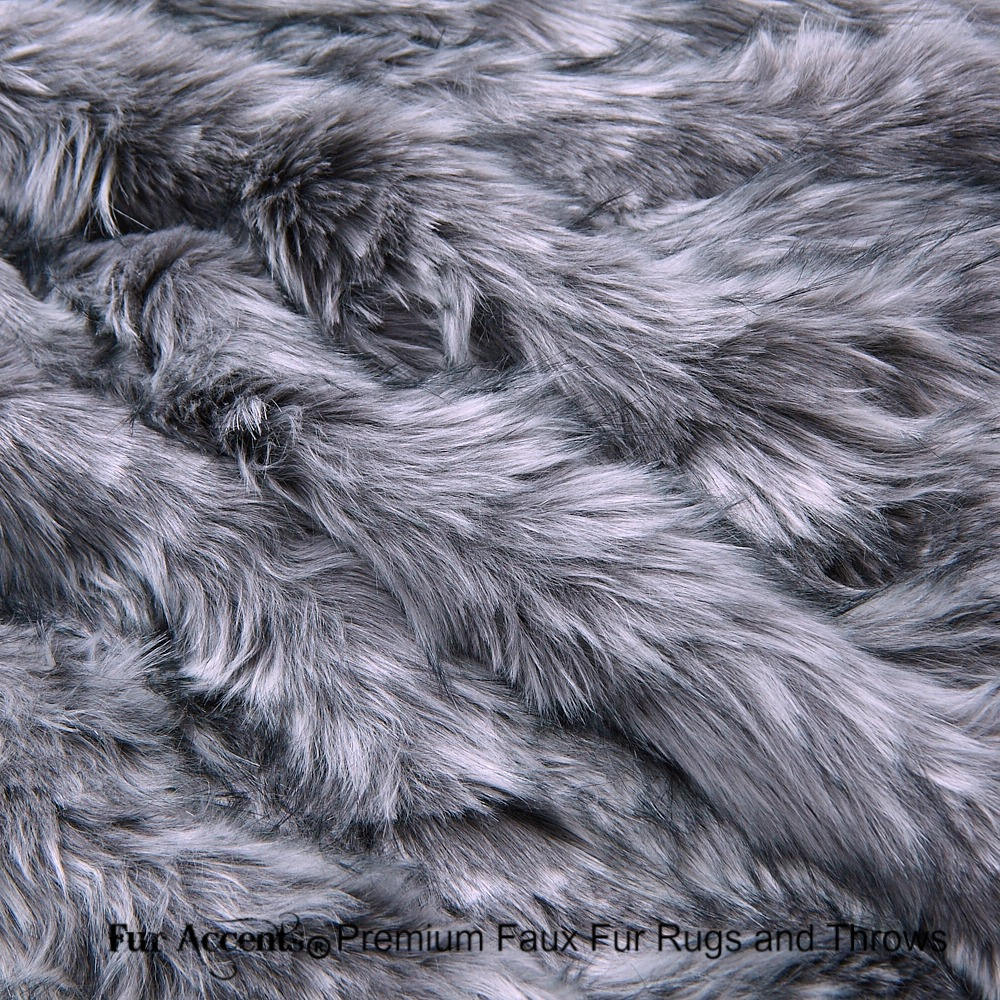 Plush  Faux Fur Throw Blanket,Medium Gray Wolf, Lynx- Bedspread - Luxury Fur - Minky Cuddle Fur Lining Fur Accents USA