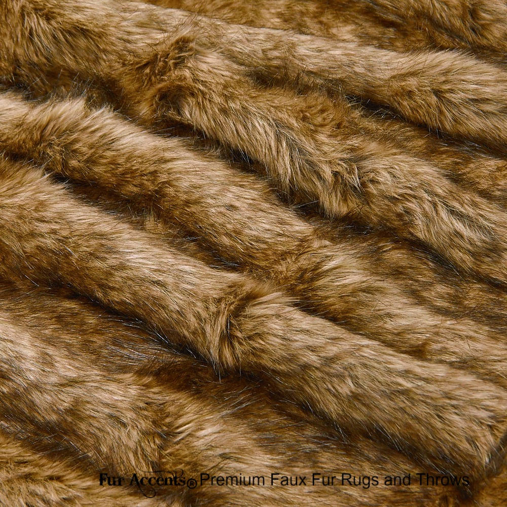Plush  Faux Fur Throw Blanket, Soft Brown Desert Wolf Bedspread - Luxury Fur - Minky Cuddle Fur Lining Fur Accents USA