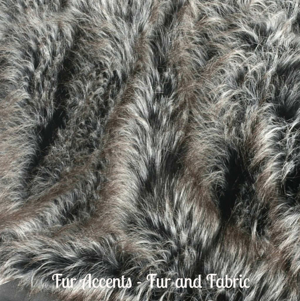 Plush  Faux Fur Throw Blanket, Soft  Black and Gray and Brown Tipped Wolf Bedspread - Luxury Fur - Minky Cuddle Fur Lining Fur Accents USA