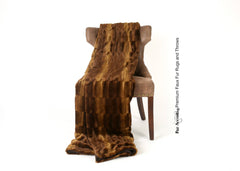Plush  Faux Fur Throw Blanket, Soft Brown Sheared Beaver Bedspread - Luxury Fur - Minky Cuddle Fur Lining Fur Accents USA