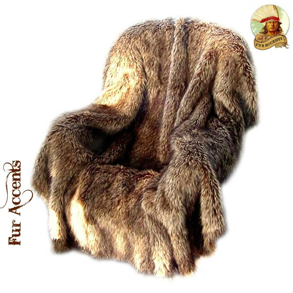Plush  Faux Fur Throw Blanket, Soft Brown Tone Desert Wolf Shag Bedspread - Luxury Fur - Minky Cuddle Fur Lining Fur Accents USA