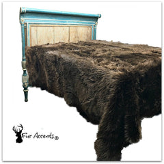 Plush Faux Fur Bedspread - Brown Bear -Shag Design - Designer Throws by Fur Accents USA