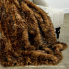 Plush  Faux Fur Throw Blanket,Medium Brown Wolf, Lynx- Bedspread - Luxury Fur - Minky Cuddle Fur Lining Fur Accents USA