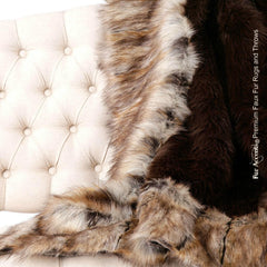 Plush  Faux Fur Throw Blanket, Soft  Brown Bear with Fox Border Shag Bedspread - Luxury Fur - Minky Cuddle Fur Lining Fur Accents USA