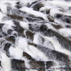 Plush  Faux Fur Throw Blanket, Soft Gray Tone Tibetan Fox Bedspread - Luxury Fur - Minky Cuddle Fur Lining Fur Accents USA