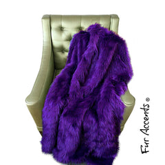 Plush Faux Fur Throw Blanket, Bedspread - Luxury Fur - Deep Purple Shag  - Minky Cuddle Fur Lining - Fur Accents USA