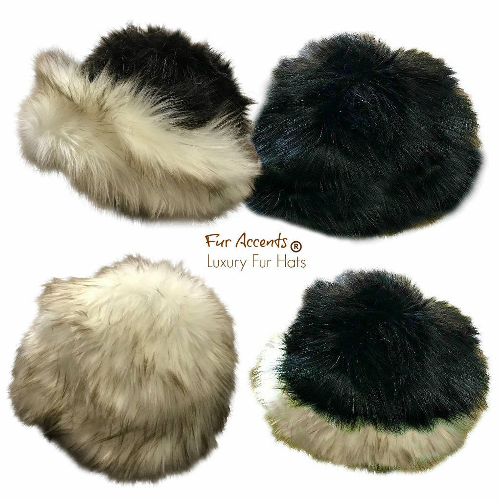 Womens Winter Fashion Faux Fur Cap - Hat -  Brown Beaver - Sable - Coyote - Wolf - Mink - Versatile Reversible -Stylish - Cool  - One Size