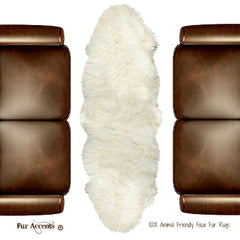 Double Sheepskin Area Rug Bedroom Hallway Runner - 100% Animal Friendly Faux Fur - Double Sheep Design - 6 Colors - Fur Accents USA