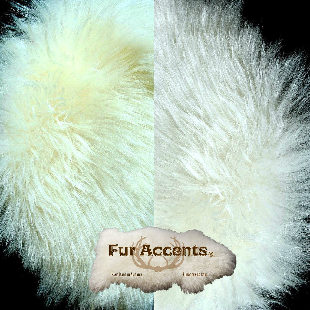 Plush Faux Fur Sheepskin Area Rug - Shaggy Random Design - White or Off White Designer Throw Carpet - Fur Accents - USA