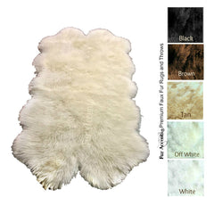 Plush Faux Fur Area Rug - Quatro Sheepskin - Multi Pelt Shape Designer Throw - 6 Colors -Art Rug by Fur Accents - USA