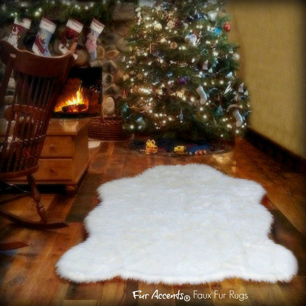 Charming Hand Crafted Rug - Chubby Bear Skin - Sheepskin Rug - Faux Fur Area Rug - White,Off White,Brown,Black,Tan,Gray - Designer Throw Rug - Fur Accents - USA