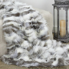 Plush Faux Fur Throw Blanket - Bedspread - Luxury Tibetan Fox Fur with Minky Cuddle Fur Lining - Fur Accents - USA