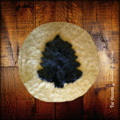 Round Shag Fur  Art Rug - Faux Sheepskin - Bear Skin - Evergreen - Christmas Tree Design - Log Cabin - Country Designer Decor by Fur Accents