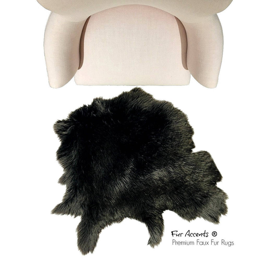 Plush Faux Fur Area Rug - New Sheepskin Pelt Shape Designer Throw Rug - 6 Colors - Fur Accents - USA