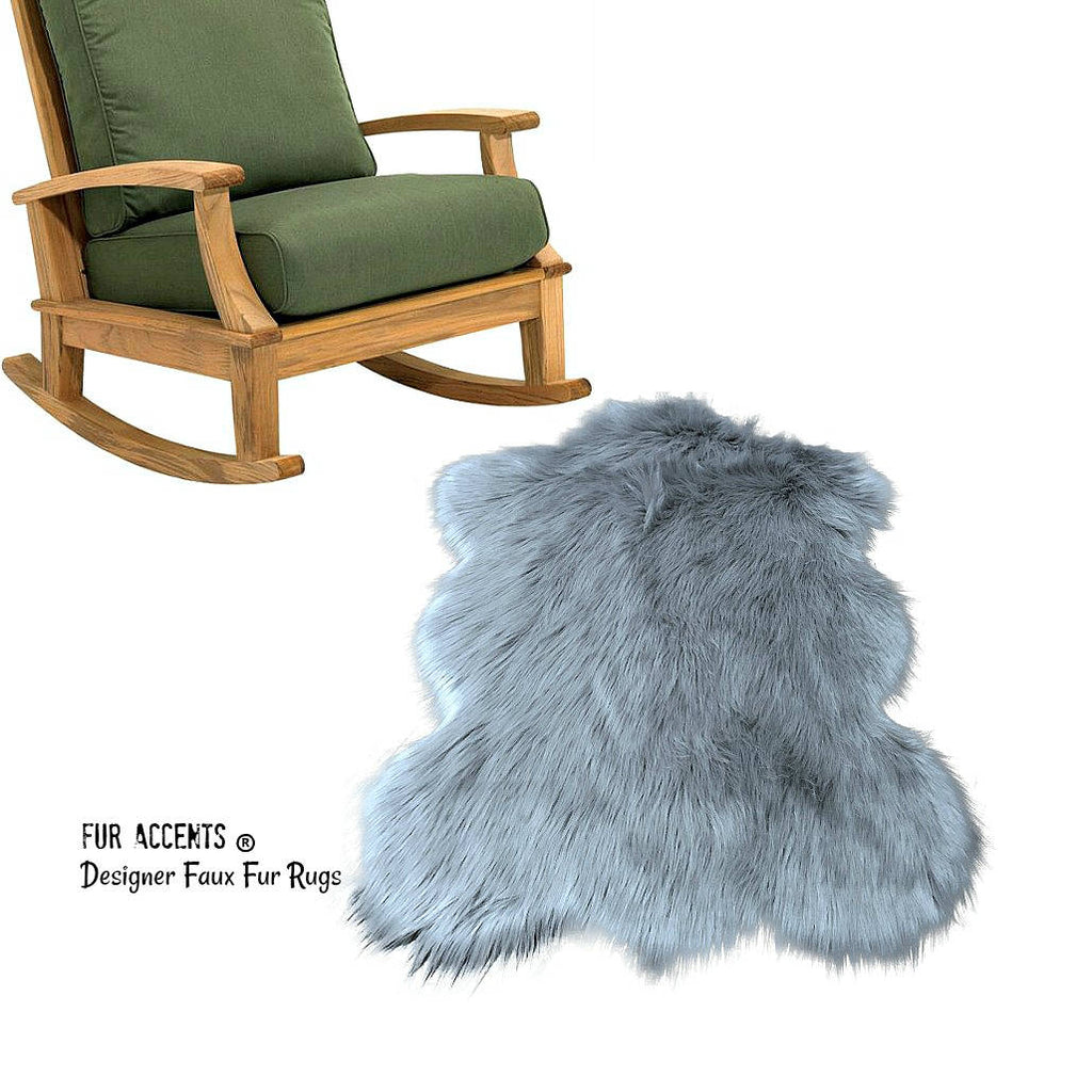 Faux Sheepskin Rug - Faux Fur Area Rug - White,Off White,Brown,Black,Tan,Gray - Chubby Bear Shape - Designer Throw Rug - Fur Accents - USA