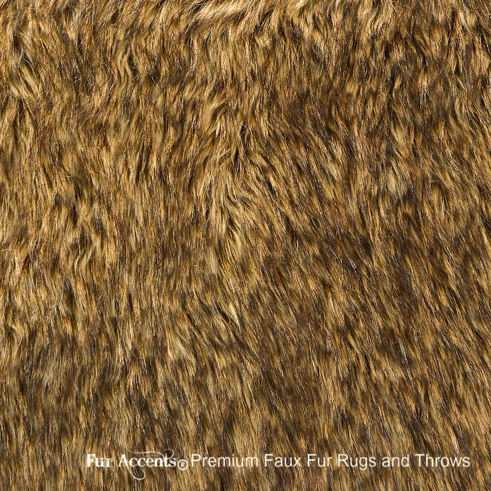Plush Faux Fur Area Rug - Desert Fox Brown Tones - New Pelt Shape Designer Throw Rug - Fur Accents - USA