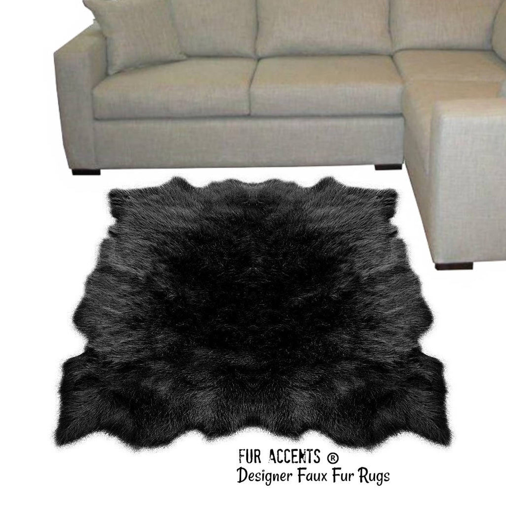 Plush Designer Faux Fur Area Rug - Luxury Fur - Soft - Thick - Rectangular - Ragged Edge -Random Shape Sheepskin - Bear Skin - Choose From Several Colors - Sizes - Designer Art Rug - Hand Made to Order in America by Fur Accents USA