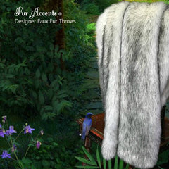 Plush  Faux Fur Throw Blanket, Soft Black Tip Huskie - Arctic Wolf - Bedspread - Luxury Fur - Minky Cuddle Fur Lining Fur Accents USA