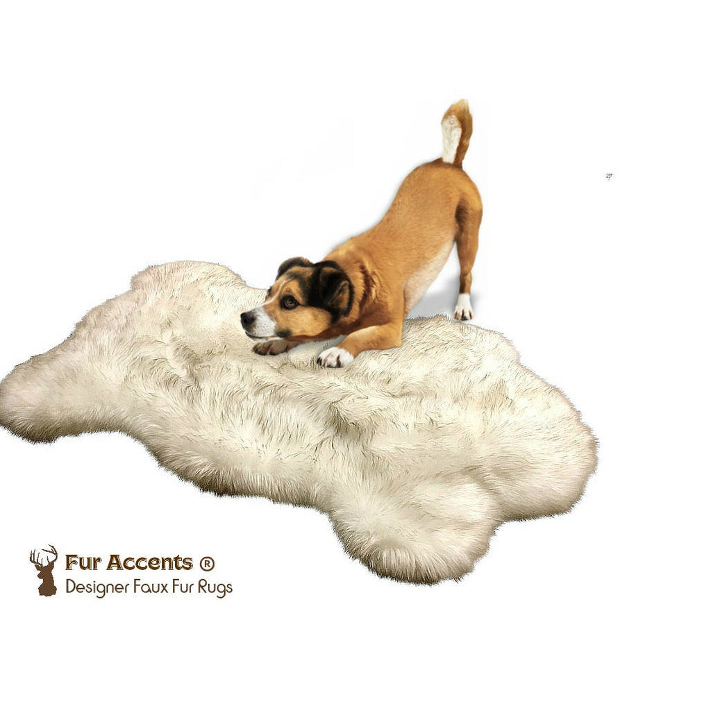 Plush Faux Fur Area Rug - Luxury Fur Thick Padded Shaggy Sheepskin - Chubby Bear Pelt  - Black Tip - Brown Tip - Fur Accents USA