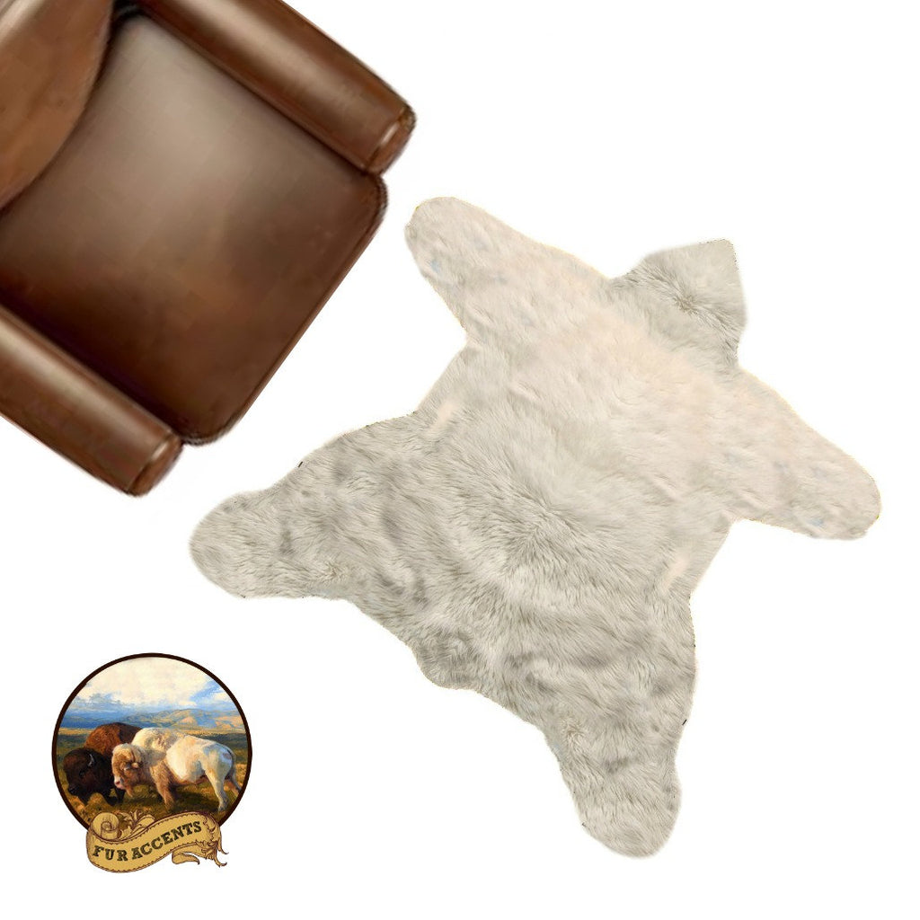 NEW Americana Bear Skin Area Rug -  Plush Faux Fur - Thick Fur -  Bonded Non Slip Back - Animal Pelt Shape Designer Throw - Fur Accents USA