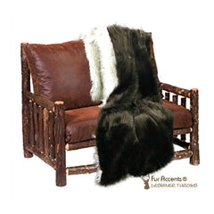 Faux Fur Throw Blanket - Dark Brown Buffalo - Bear - Reversible - White Lamb - Sheepskin - Bedspread - Luxury Fur by Fur Accents USA