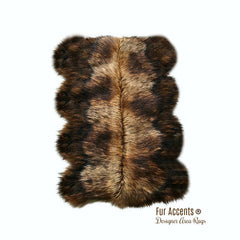 Plush Faux Fur Area Rug - Luxury Fur Thick Shaggy Golden Wolf Pelt Shape Designer Throw Rug  - Carpet Runner - Fur Accents - USA