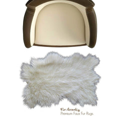 Plush Faux Fur Area Rug - Luxury Fur Thick Shaggy Random Shape Sheepskin - Single Pelt - White or Off White - Fur Accents USA