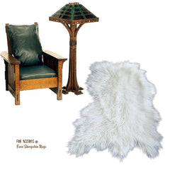 Plush Faux Fur Area Rug - Luxury Fur Thick Shaggy Random Shape Sheepskin - Single Pelt - White or Off White - Fur Accents USA