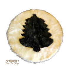 Faux Fur Area Rug - Rich Brown and White Shaggy Carpet - Sheepskin - Forest Tree - Plush Designer Throw Rug - Fur Accents USA