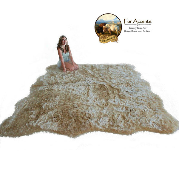 Beautiful, Natural Looking, Sculpted Edge, Faux Fur Area Rug, Soft Lux ...