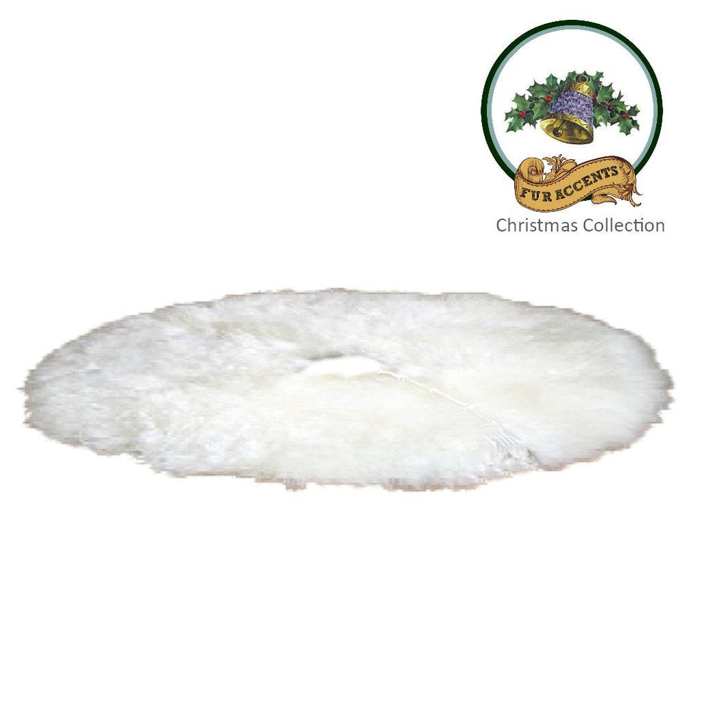 Faux Fur Christmas Tree Skirt - Shaggy White Sheepskin Shag - Ornament - Tree Trim - Decoration - White - by Fur Accents - USA