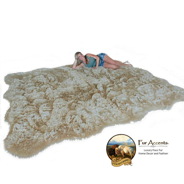 Beautiful, Natural Looking, Sculpted Edge, Faux Fur Area Rug, Soft Lux ...