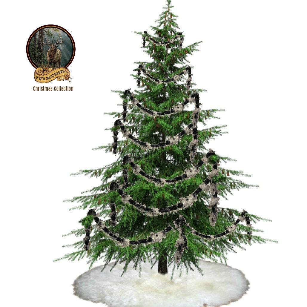 Faux Fur Christmas Tree Garland Shaggy Faux Snow Sheepskin Strand Ornament  Tree Trim Decoration White by Fur Accents USA 