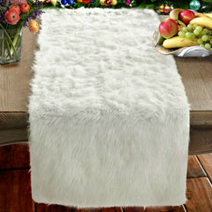 Plush Faux Fur Table Runner, Rectangle, Doily, Luxury Fur, Soft Faux Sheepskin, Place Mat, Table Decor, Designer Accessories Fur Accents USA