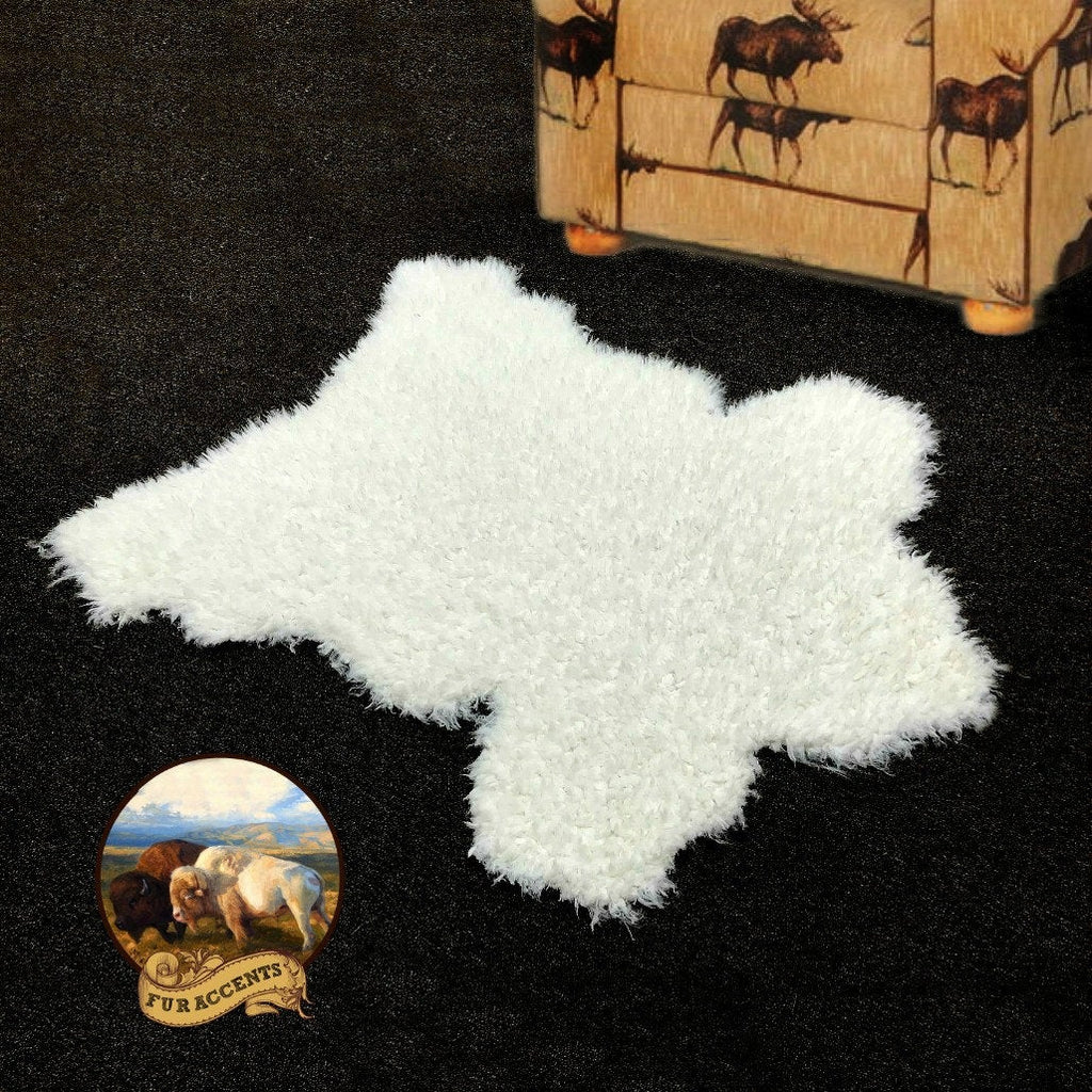 Hand Crafted Bear Skin Rug, Plush Faux Fur Area Rug, Short Fluffy White Shag, Faux Sheepskin, Sierra Bear Shape, Designer Throw Carpet - hand Made in America, Fur Accents USA