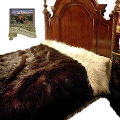 Plush Super Thick Buffalo, Fleece Faux Fur Throw Blanket,Bedspread,Reversible, Brown Bear, Mongolian Sheepskin, Fur Accents USA
