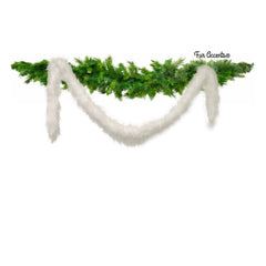 Faux Fur Christmas White Tree Garland,Shaggy White Arctic Fox,Strand,Snow Flake Ornament,Stairway Trim,Mantle Decoration, Fur Accents-USA