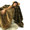 Plush  Faux Fur Throw Blanket, Soft Brown Wolf Spotted Lynx Shag Bedspread - Luxury Fur - Minky Cuddle Fur Lining Fur Accents USA