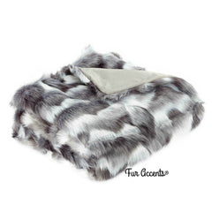 Extraordinary Faux Fur Throw Blanket,Soft Gray Tibetan Fox,Bedspread,Comforter,Luxury Fur,Minky Cuddle Fur Lining,Fur Accents,USA