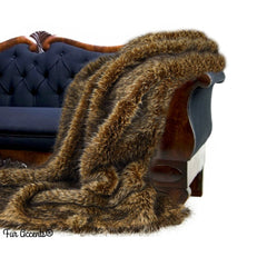 Plush Desert Fox Faux Fur Throw Blanket, Rich Brown Tones, Minky Cuddle Reverse, Bedspread, Luxury Fur, Fur Accents, USA