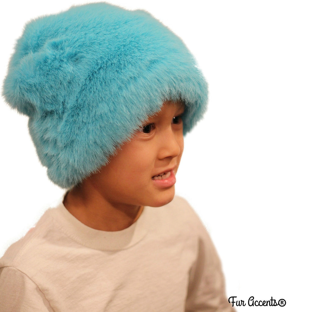 Bunny Beanie - Plush SOFT Faux Fur Hat - Fun Shaggy Rabbit Fur Hat - Designer Fashion Kids and Adults - Great Hats by Fur Accents - USA