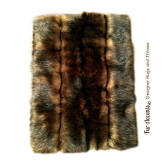 Plush Pieced Fur Throw Blanket, Rich Brown, Brown Minky Cuddle Reverse, Bedspread, Luxury Fur, Cuddle Fur Lining, Fur Accents, USA