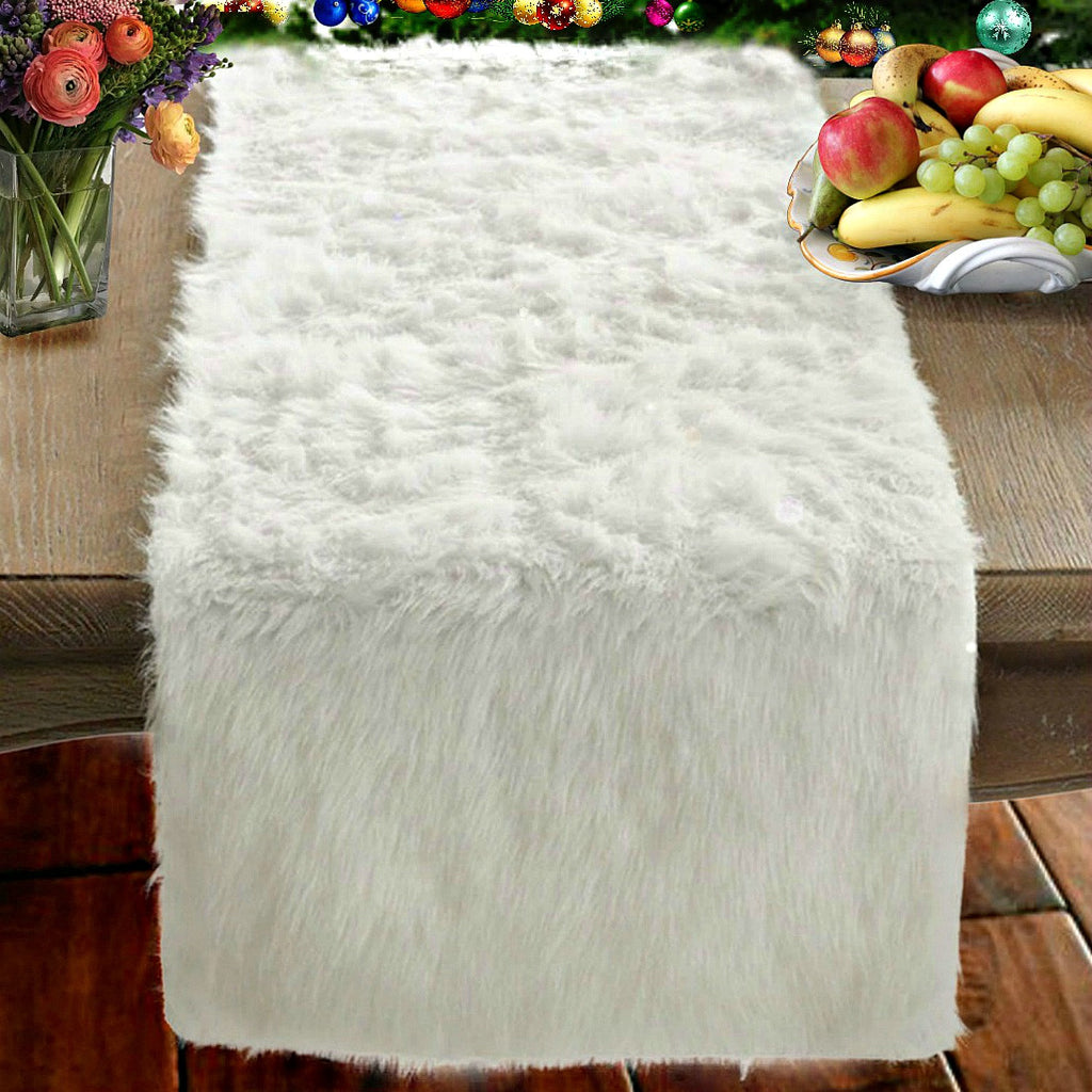Plush Faux Fur Rectangle Doily Table Runner Luxury Fur Soft Faux Sheepskin Place Mat Table Top Decor Designer Accessories Fur Accents USA
