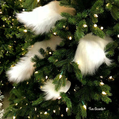 White Christmas Tree Snow Drift Ornaments,Shaggy White Faux-Snow Flake Decorations,Tree Trim,Holiday Decor Handmade Locally, Fur Accents-USA