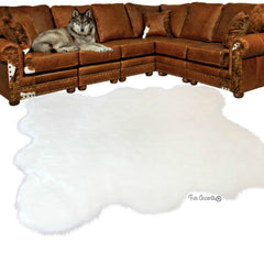 Hand Made Designer Faux Fur Area Rug - Natural Looking Faux Sheepskin Rug - Rectangular Shape With Sculpted Edge - Soft Luxurious Fur -  Several Colors - Sizes - Designer Art Rug - Hand Made to Order in America by Fur Accents USA