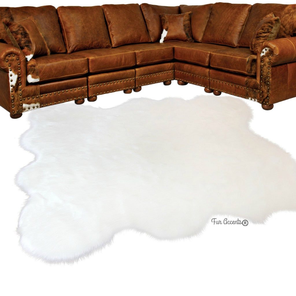 Hand Made Designer Faux Fur Area Rug - Natural Looking Faux Sheepskin Rug - Rectangular Shape With Sculpted Edge - Soft Luxurious Fur -  Several Colors - Sizes - Designer Art Rug - Hand Made to Order in America by Fur Accents USA